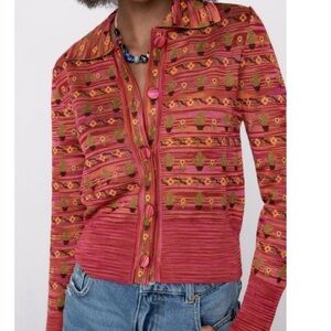 Zara jacquard knit cactus sweater